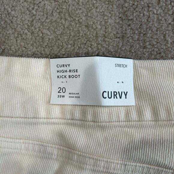 NWT American Eagle Stretch Cream Curvy High Rise Kick Boot Corduroy Pants Sz 20 - Picture 6 of 7